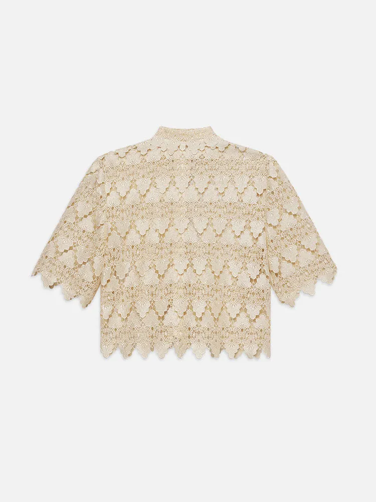 Lace Button Up Shirt -- Ecru sold by Frame Denim product image thumbnail 4