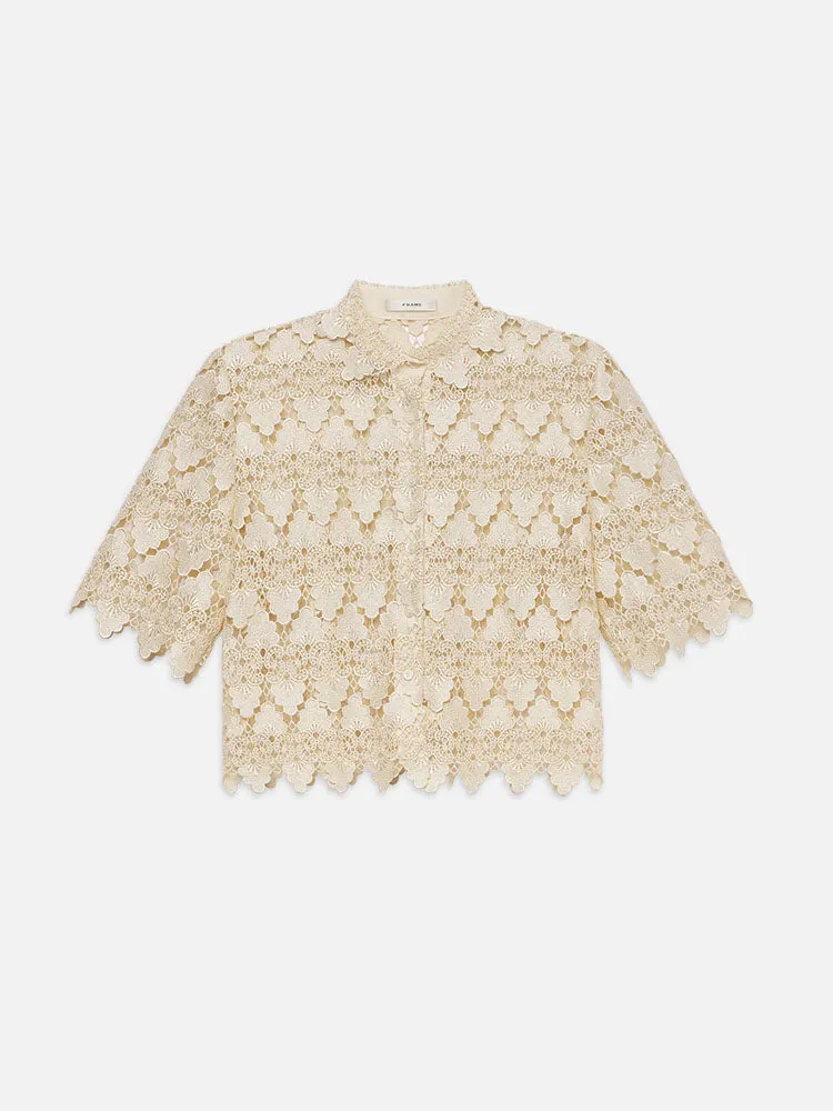 Lace Button Up Shirt -- Ecru sold by Frame Denim