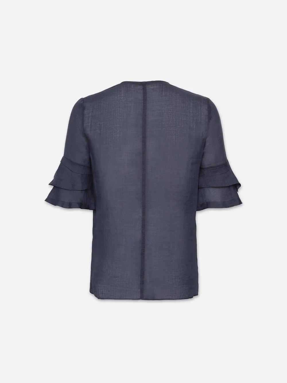 Tiered Ruffle Short Sleeve Blouse -- Navy sold by Frame Denim product image thumbnail 3