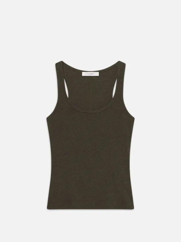 Rib Scoop Neck Tank -- Rich Military Heather sold by Frame Denim