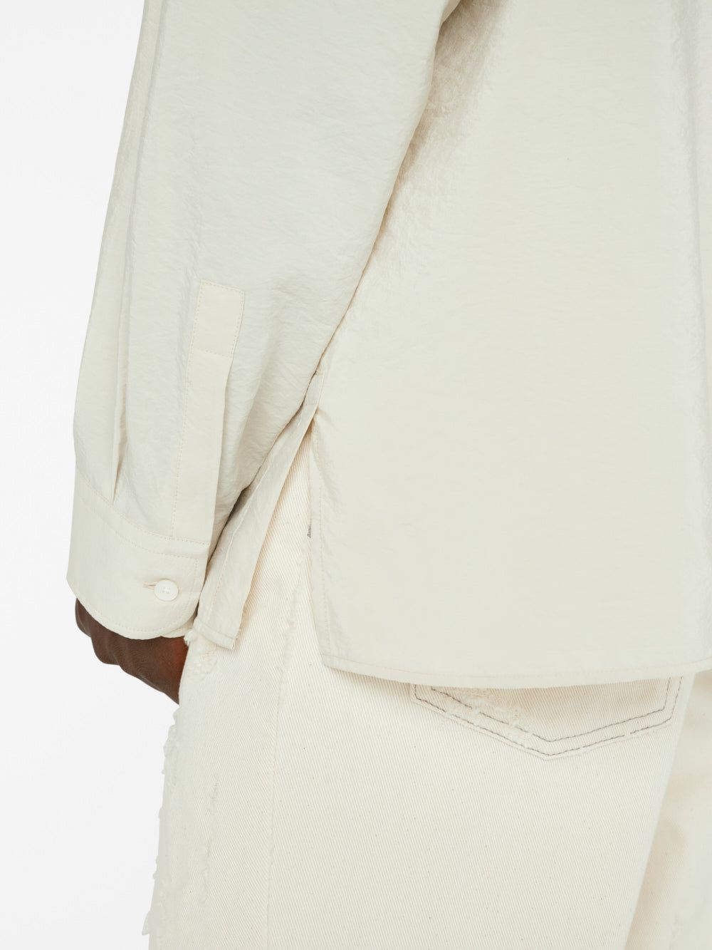 Relaxed Silk Blend Holiday Shirt -- Ecru sold by Frame Denim product image thumbnail 4