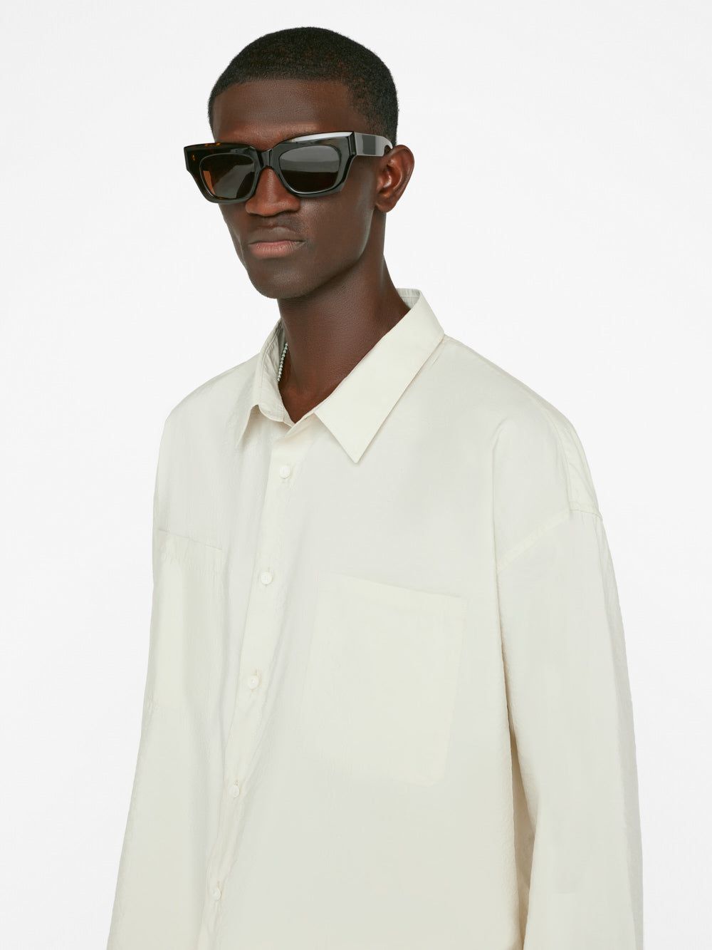 Relaxed Silk Blend Holiday Shirt -- Ecru sold by Frame Denim product image thumbnail 9