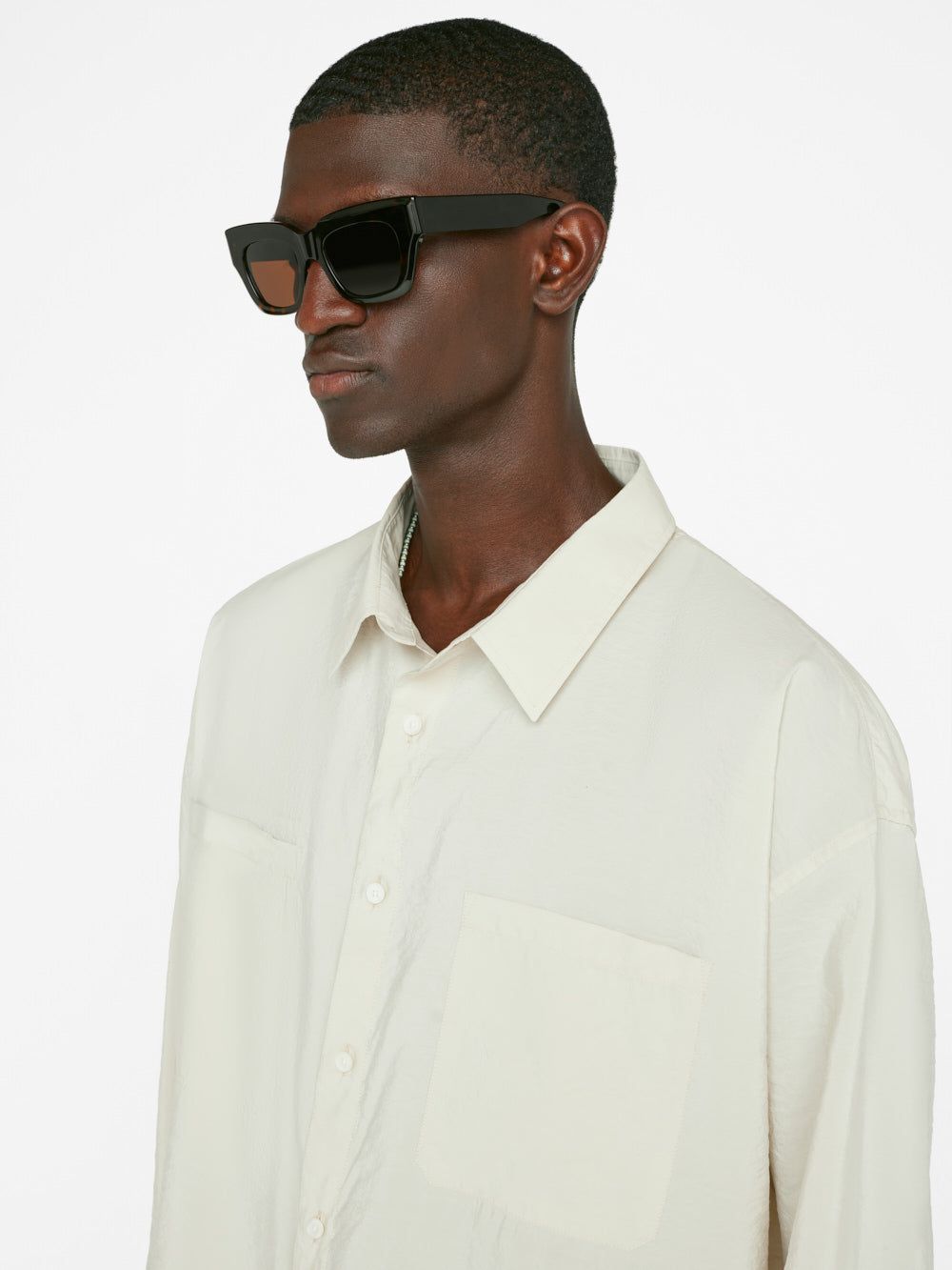 Relaxed Silk Blend Holiday Shirt -- Ecru sold by Frame Denim product image thumbnail 5