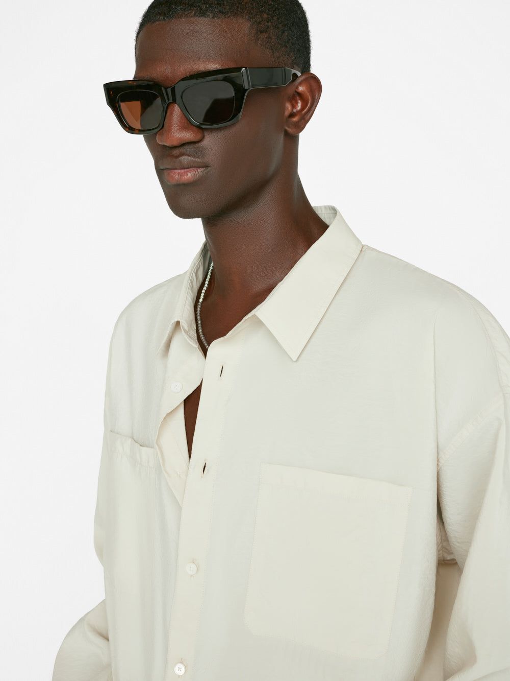 Relaxed Silk Blend Holiday Shirt -- Ecru sold by Frame Denim product image thumbnail 8