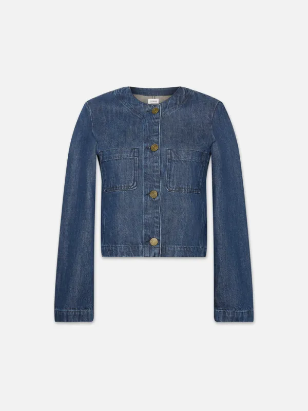 Collarless Button Front Jacket -- Cleopatra made by Frame Denim