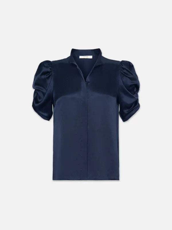 Puff Sleeve Blouse -- Navy sold by Frame Denim