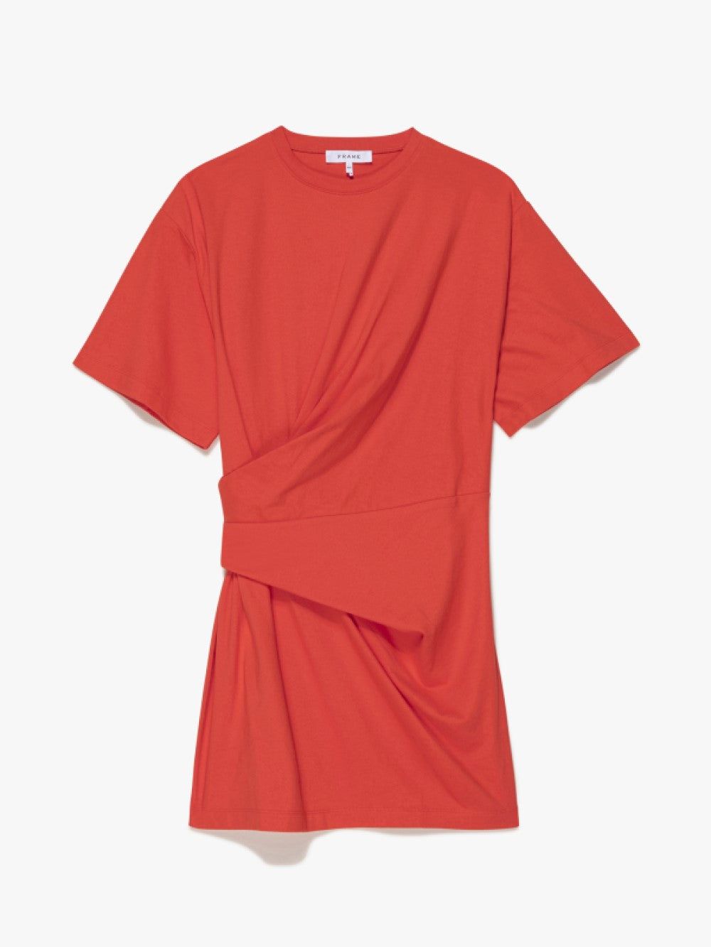Draped Knit Mini Dress -- Red Orange sold by Frame Denim