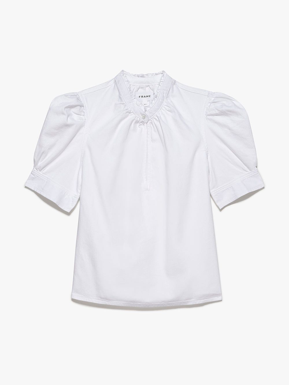 Deep V Ruffle Collar Top -- Blanc sold by Frame Denim