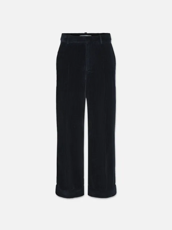Cropped Relaxed Corduroy Trouser -- Navy sold by Frame Denim