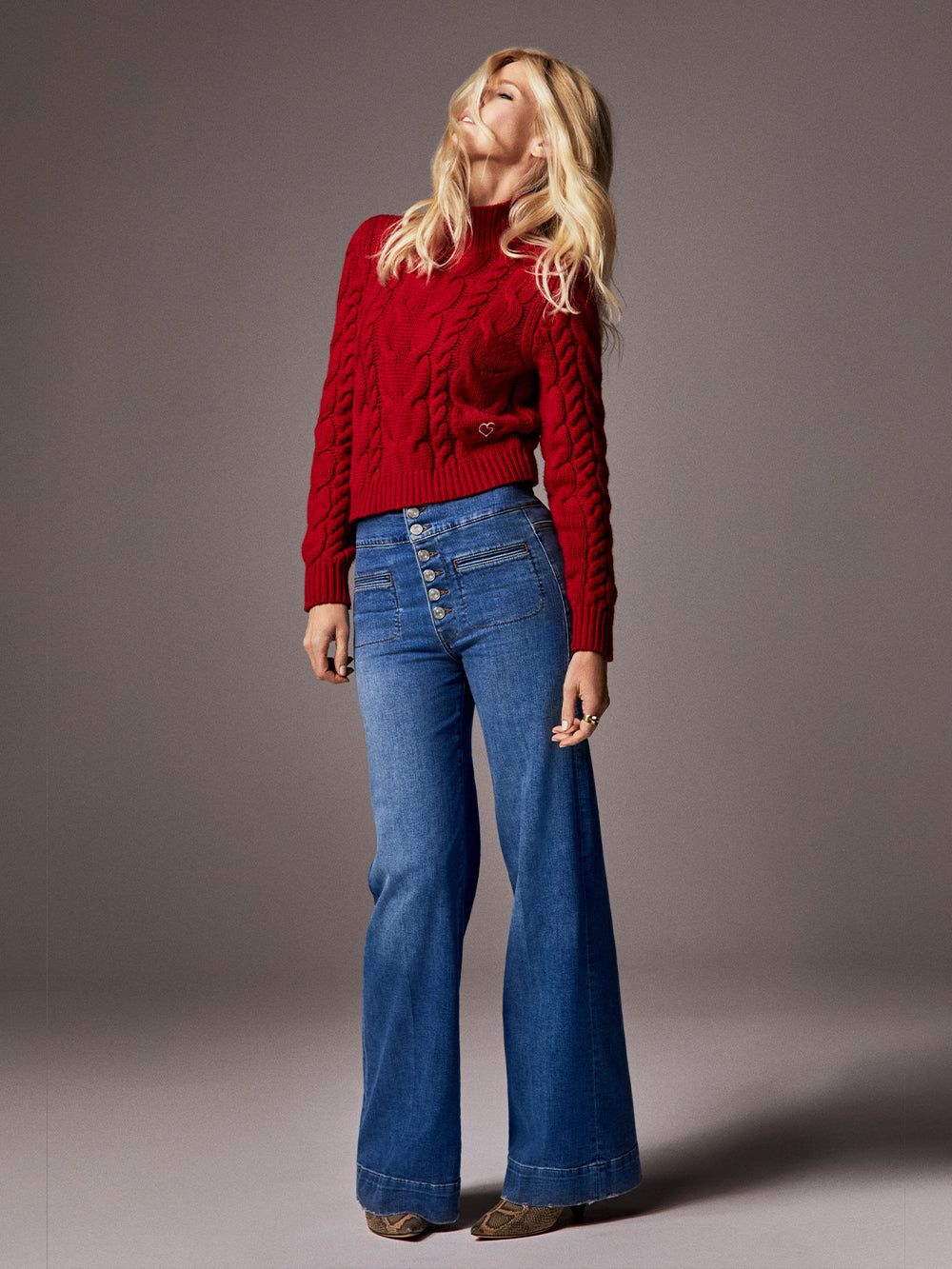 Chunky Cable Turtleneck -- Garnet sold by Frame Denim product image thumbnail 4