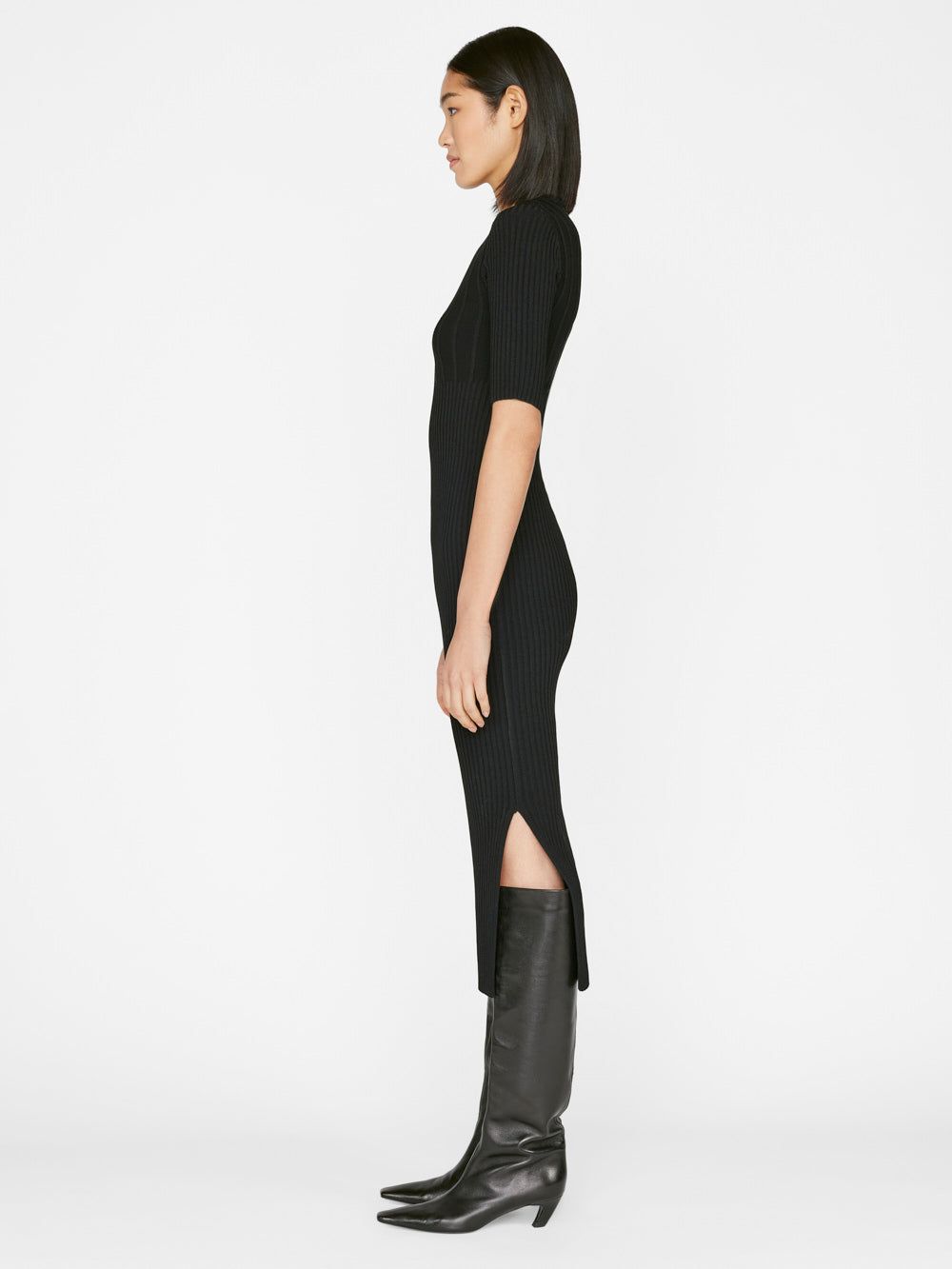 Mixed Rib Sweater Dress -- Noir sold by Frame Denim product image thumbnail 4