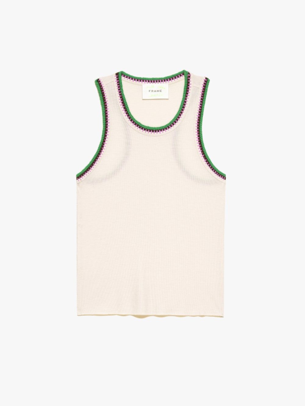 Crochet Trim Tank -- Blanc sold by Frame Denim