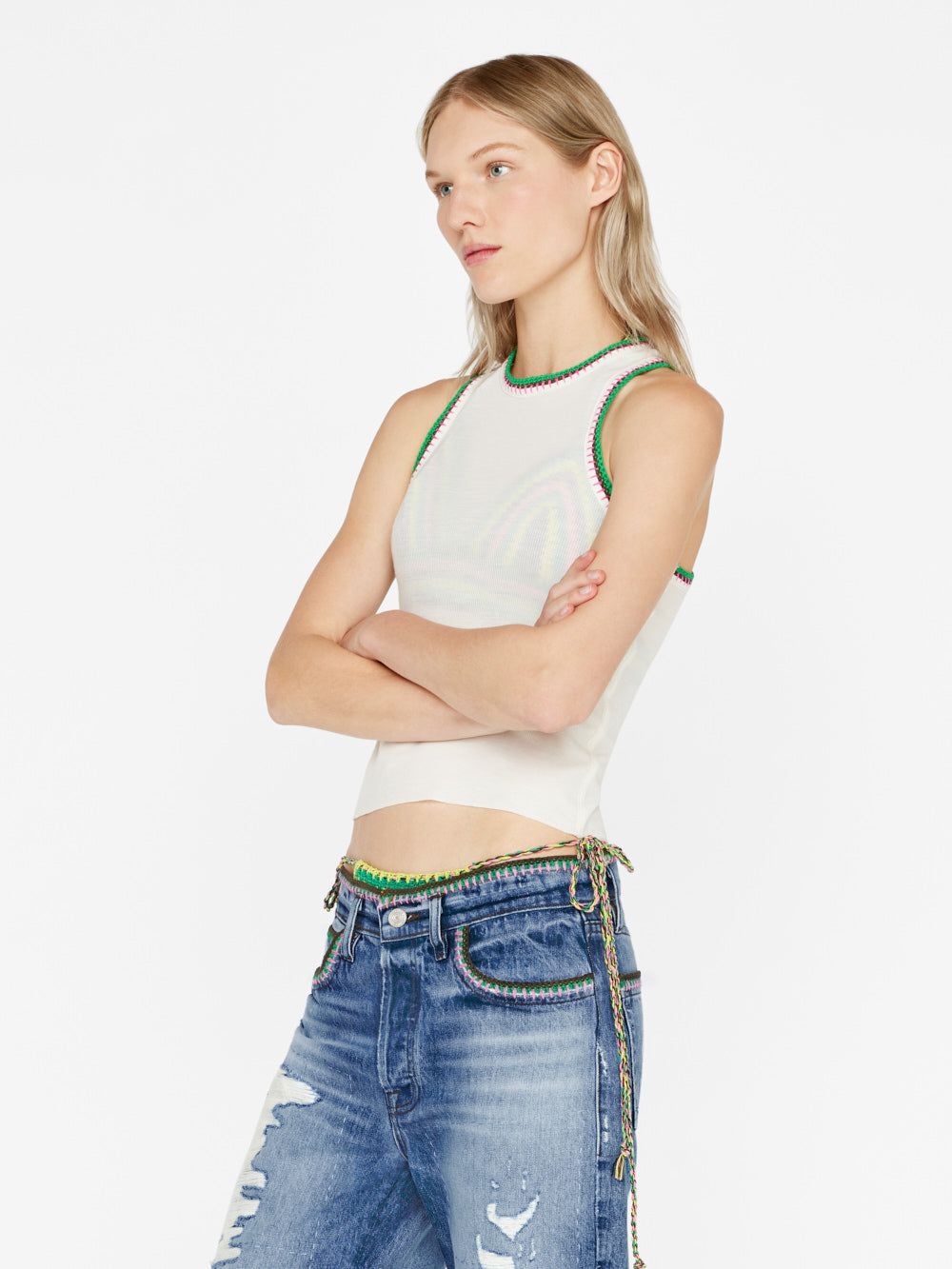 Crochet Trim Tank -- Blanc sold by Frame Denim product image thumbnail 6