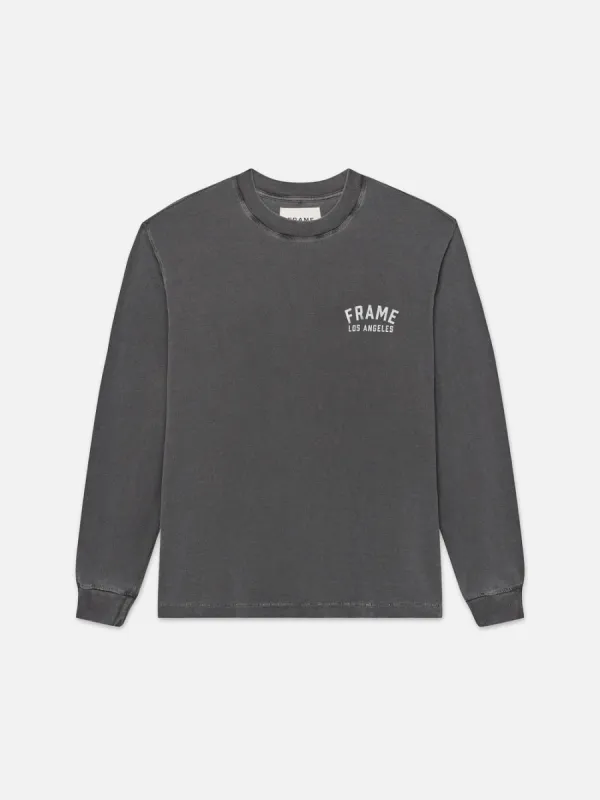 Vintage Print Long Sleeve Tee  -- Washed Charcoal sold by Frame Denim