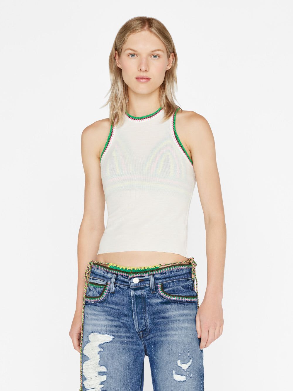 Crochet Trim Tank -- Blanc sold by Frame Denim product image thumbnail 2