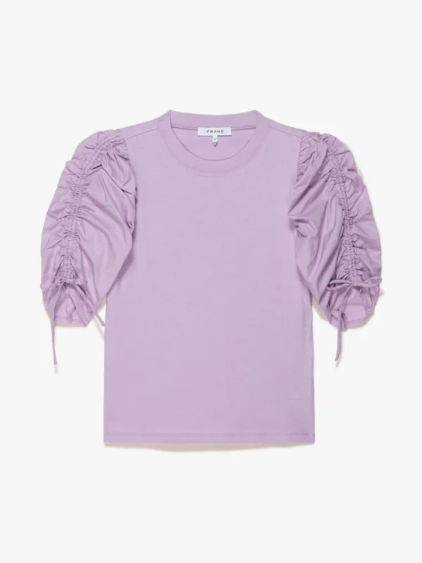 Ruched Tie Sleeve Tee -- Lilac sold by Frame Denim