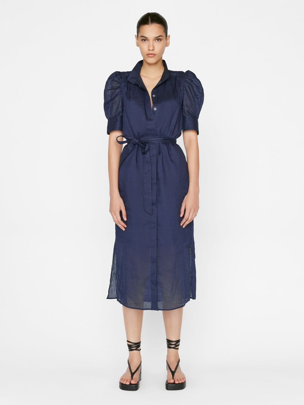 Gillian Midi Dress -- Navy sold by Frame Denim