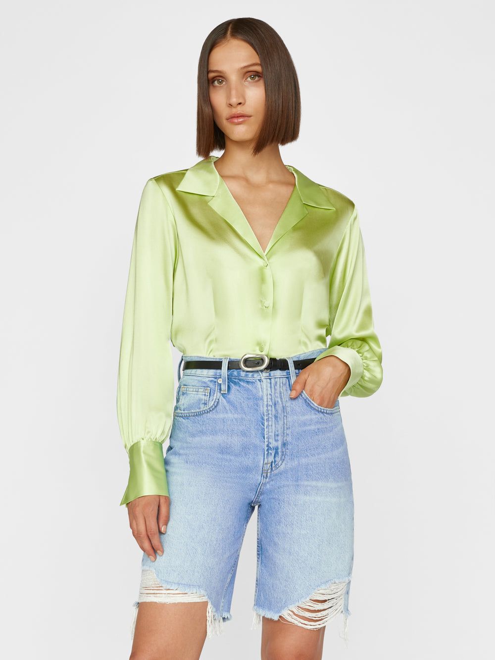 The Femme Shirt -- Bright Lime sold by Frame Denim