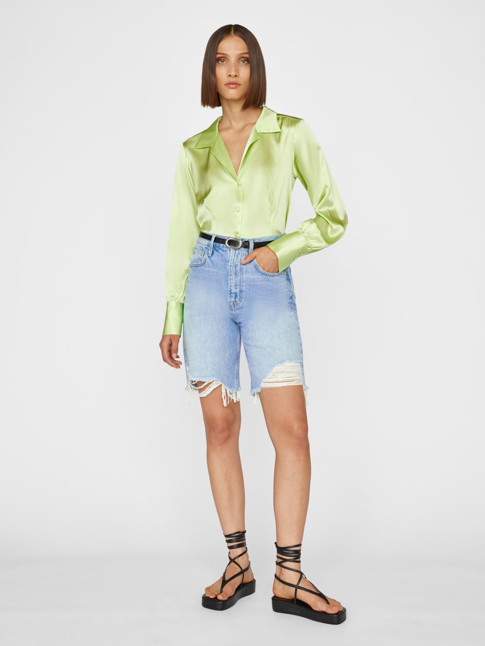 The Femme Shirt -- Bright Lime sold by Frame Denim product image thumbnail 2