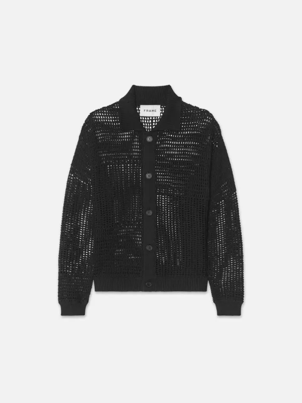 Tonal Crochet Sweater -- Black sold by Frame Denim