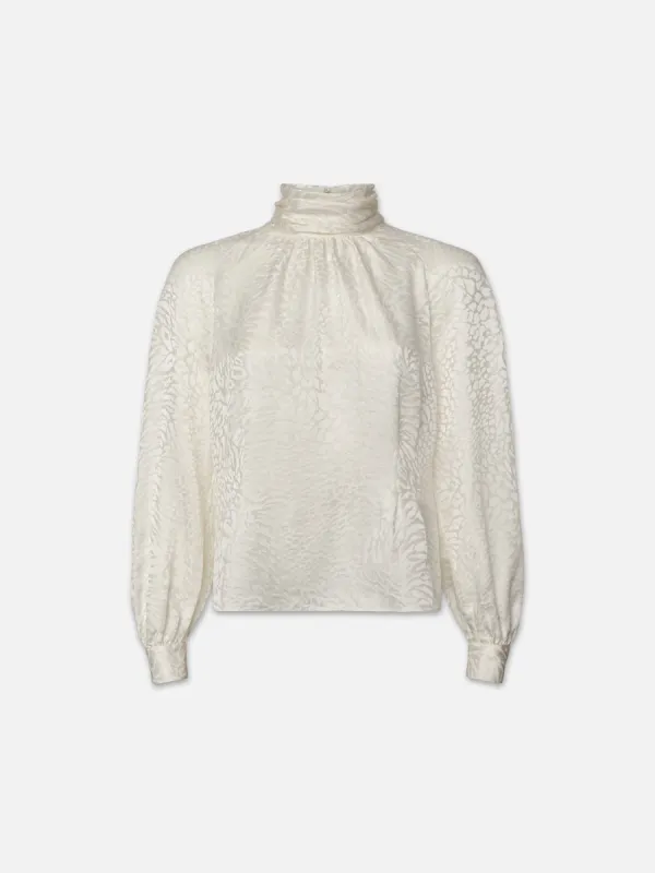 Foldover Mock Neck Blouse -- Off White sold by Frame Denim