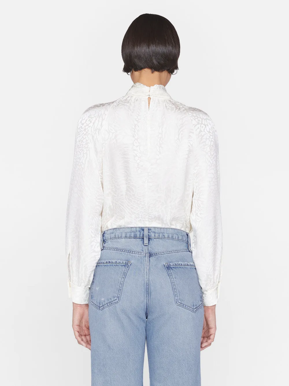 Foldover Mock Neck Blouse -- Off White sold by Frame Denim product image thumbnail 5