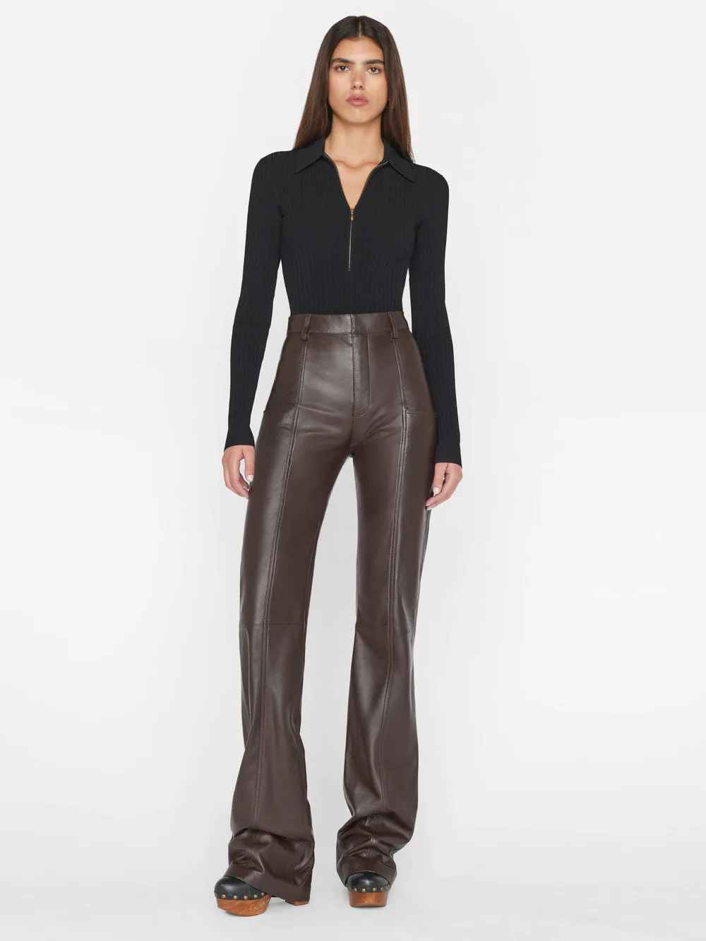 Rib Zipper Bodysuit -- Noir sold by Frame Denim product image thumbnail 3