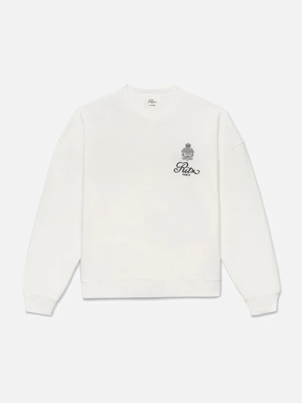 Ritz Unisex Privacy Please Crewneck -- White made by Frame Denim