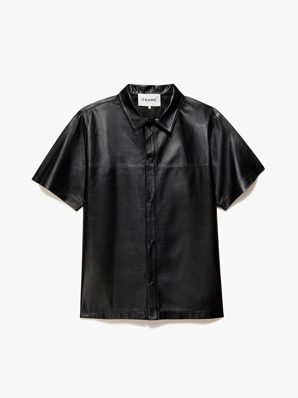 Short Sleeve Leather Shirt -- Noir sold by Frame Denim