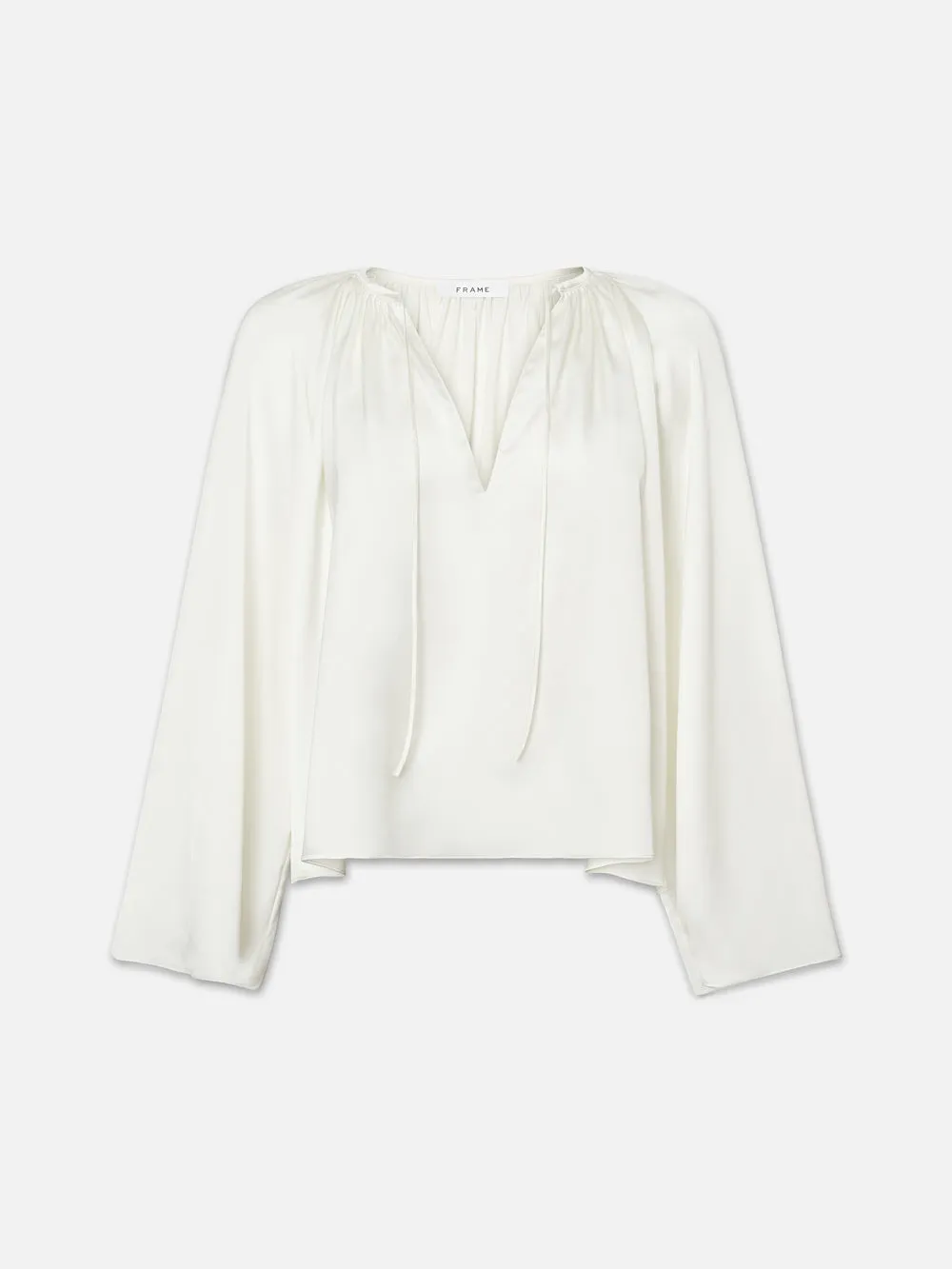 V-Neck Shirred Blouse -- Cream sold by Frame Denim