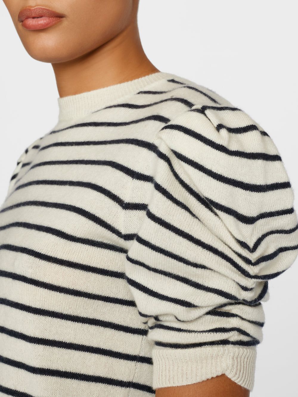 Ruched Sleeve Cashmere Sweater -- Off White Multi sold by Frame Denim product image thumbnail 2