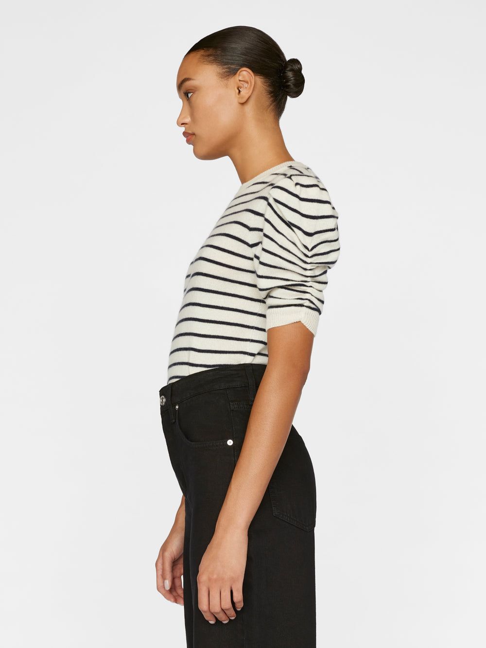 Ruched Sleeve Cashmere Sweater -- Off White Multi sold by Frame Denim product image thumbnail 5