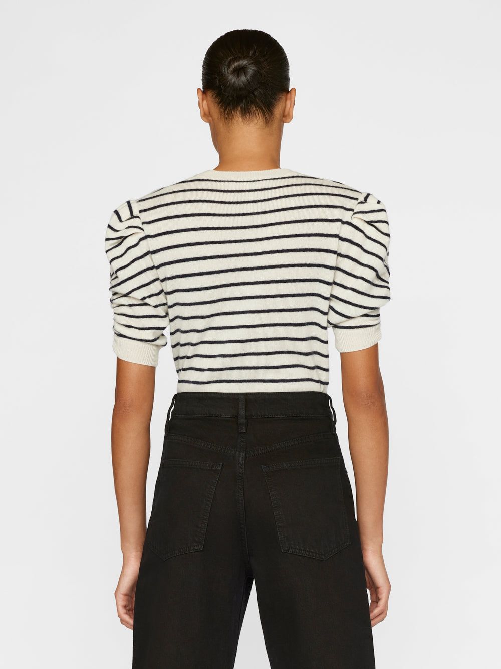 Ruched Sleeve Cashmere Sweater -- Off White Multi sold by Frame Denim product image thumbnail 6