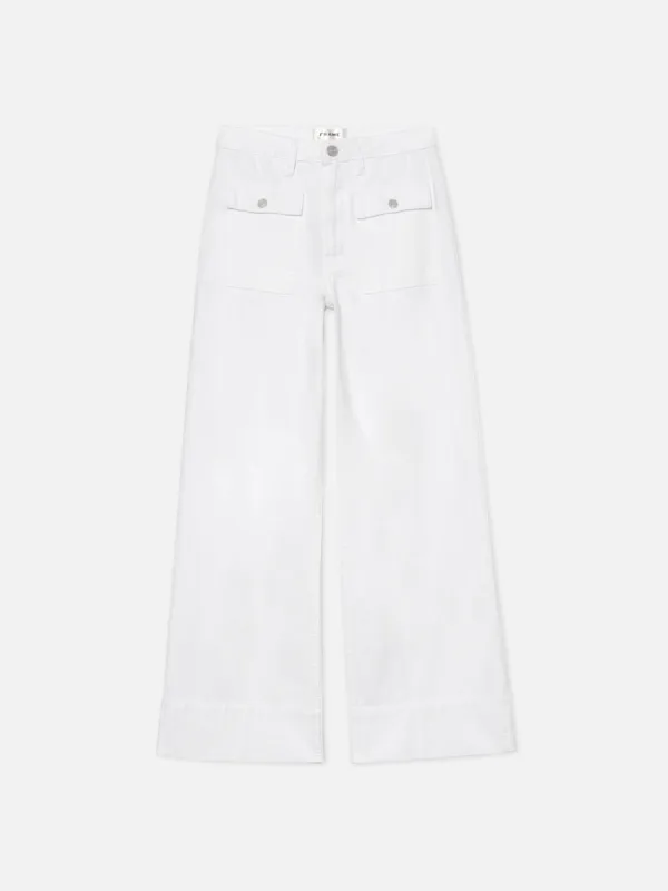 The 70's Patch Pocket Crop Straight -- White sold by Frame Denim