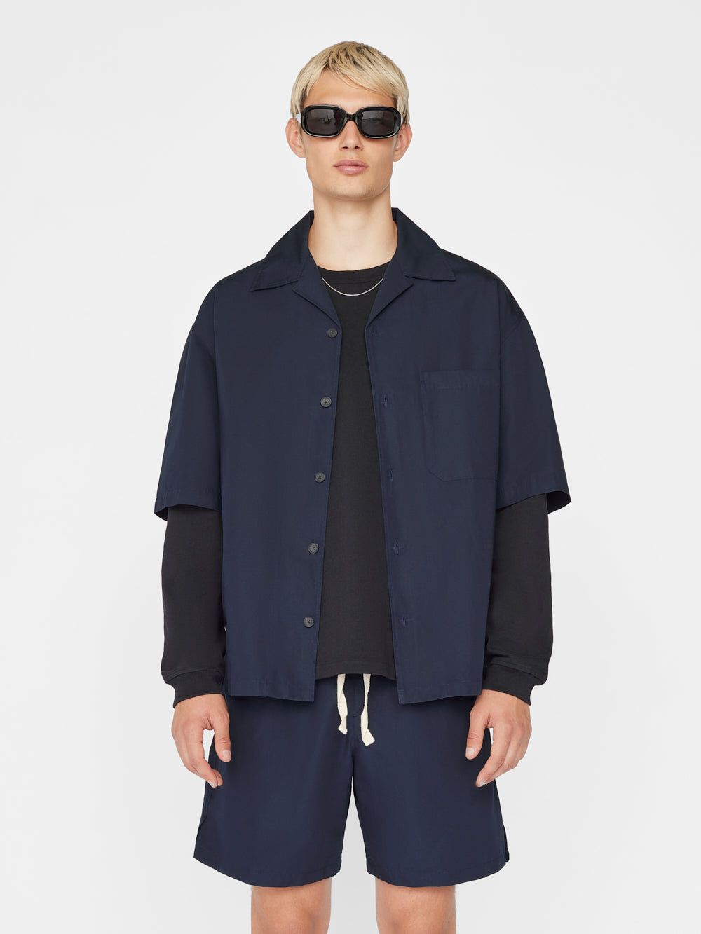 Linen Camp Collar Shirt -- Navy sold by Frame Denim product image thumbnail 2