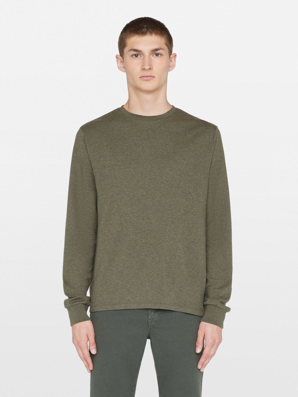 Duo Fold Long Sleeve Crew -- Heather Olive Green sold by Frame Denim product image thumbnail 3