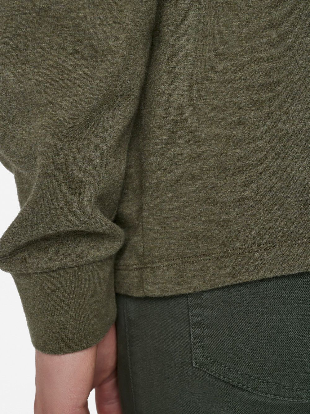 Duo Fold Long Sleeve Crew -- Heather Olive Green sold by Frame Denim product image thumbnail 4