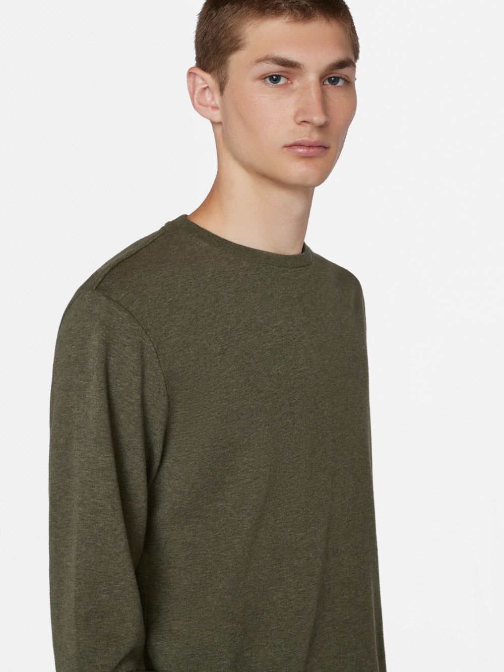 Duo Fold Long Sleeve Crew -- Heather Olive Green sold by Frame Denim product image thumbnail 6