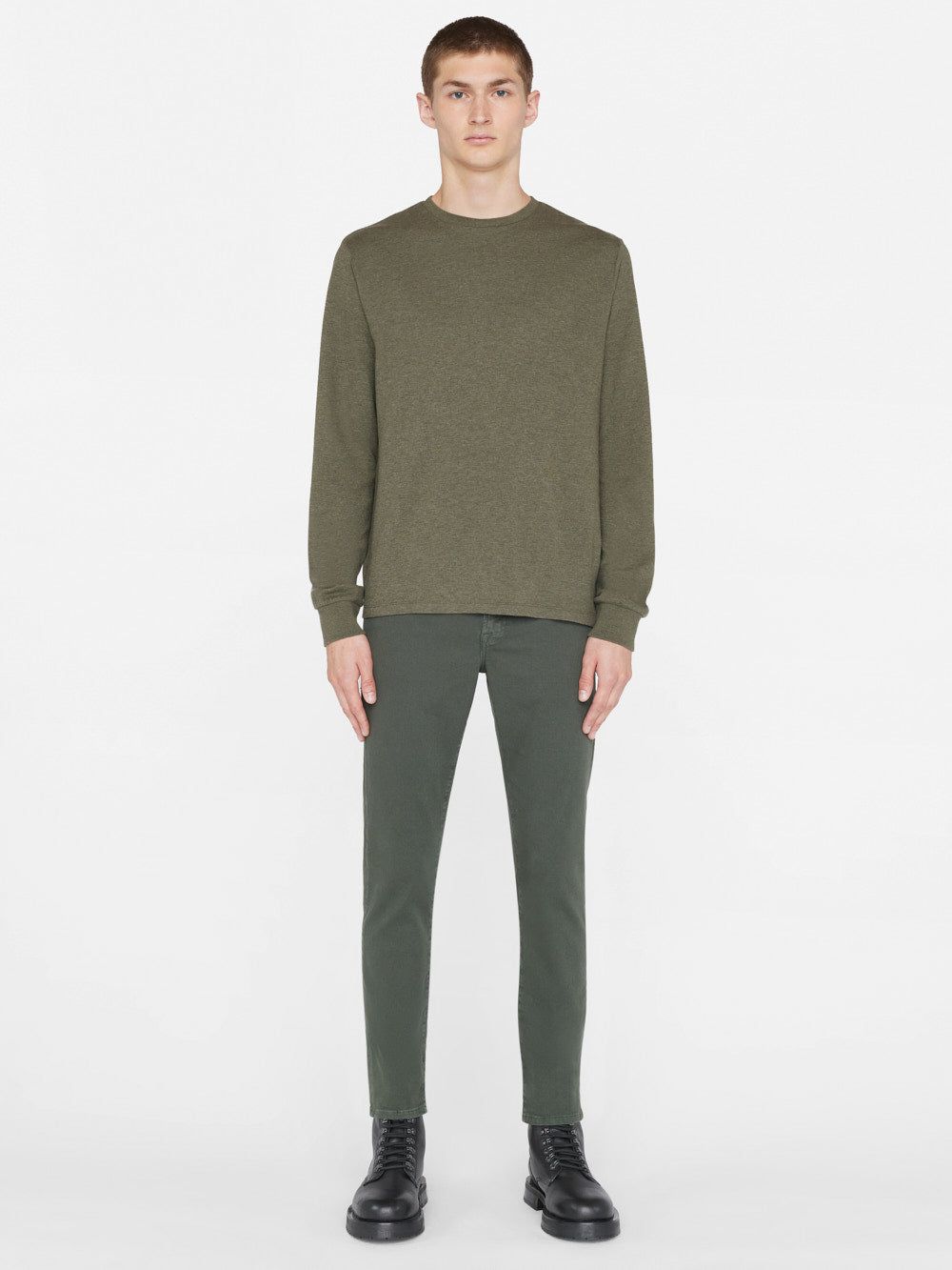 Duo Fold Long Sleeve Crew -- Heather Olive Green sold by Frame Denim product image thumbnail 2