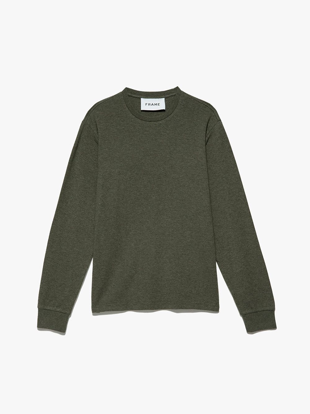 Duo Fold Long Sleeve Crew -- Heather Olive Green sold by Frame Denim