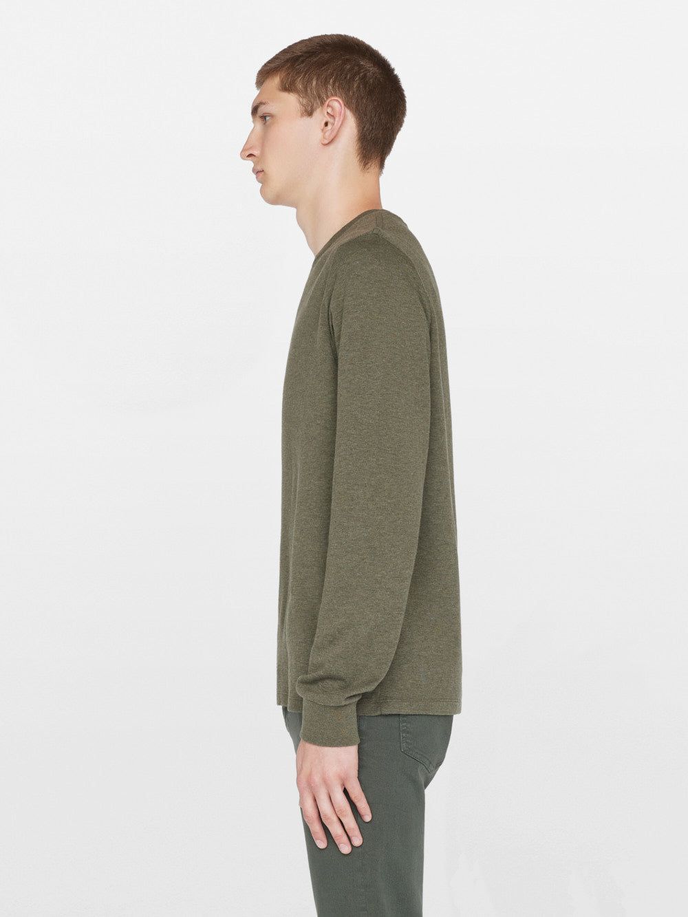 Duo Fold Long Sleeve Crew -- Heather Olive Green sold by Frame Denim product image thumbnail 7