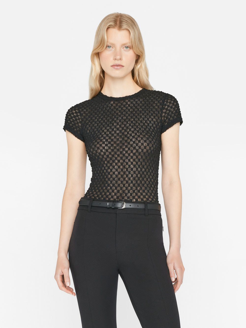 Mesh Lace Baby Tee -- Noir sold by Frame Denim product image thumbnail 2