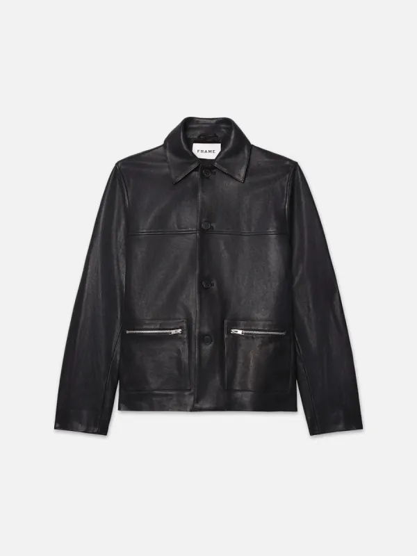 Utility Leather Jacket -- Black sold by Frame Denim