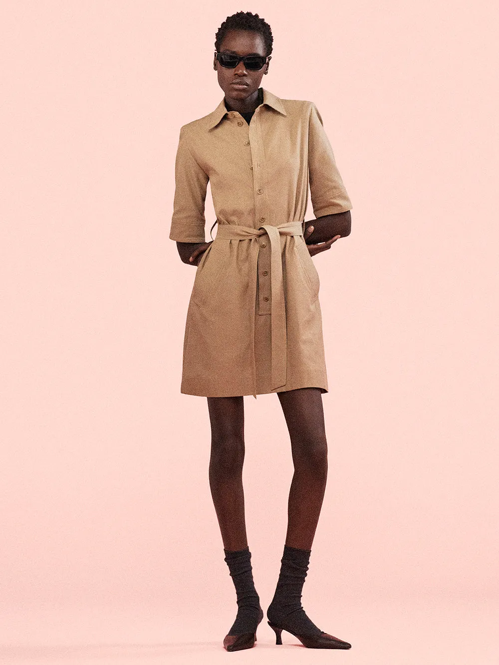 Belted Trench Dress -- Khaki sold by Frame Denim product image thumbnail 2