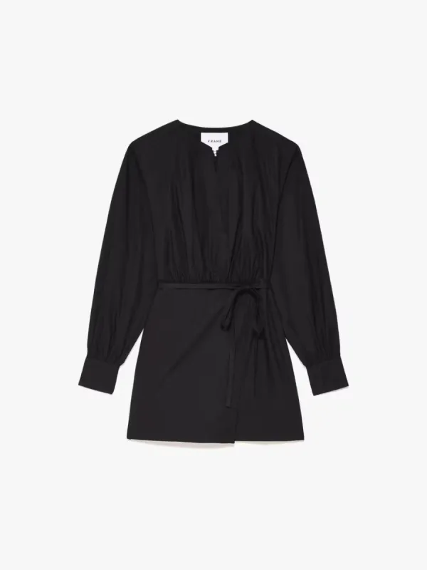 Wrap Mini Dress -- Noir sold by Frame Denim