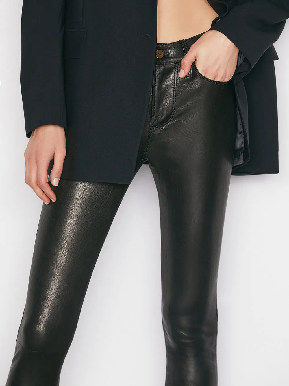 Le Skinny De Jeanne Leather Pant -- Washed Black sold by Frame Denim product image thumbnail 4