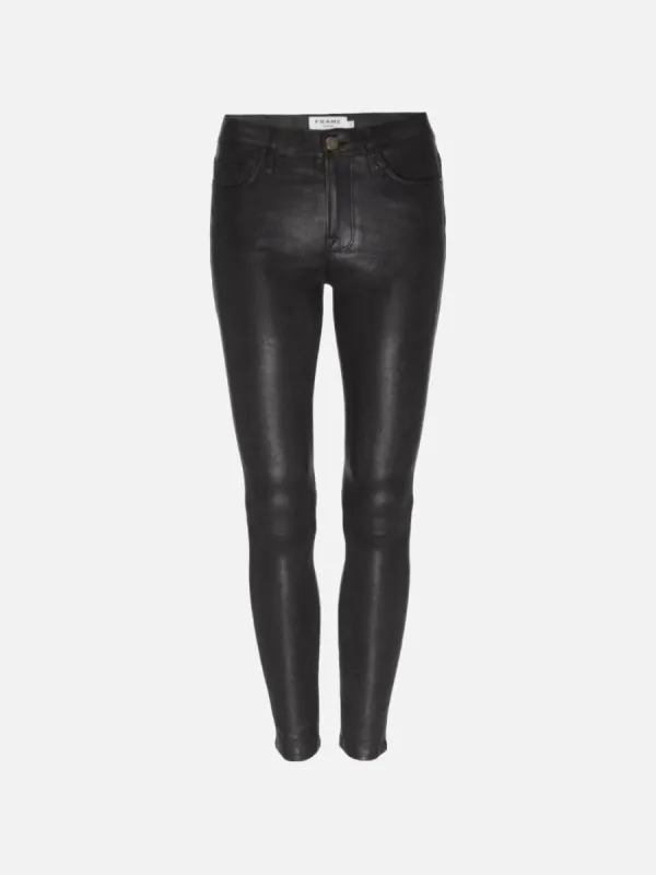 Le Skinny De Jeanne Leather Pant -- Washed Black made by Frame Denim
