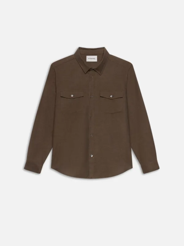 Double Pocket Wool Blend Shirt -- Soft Mocha sold by Frame Denim