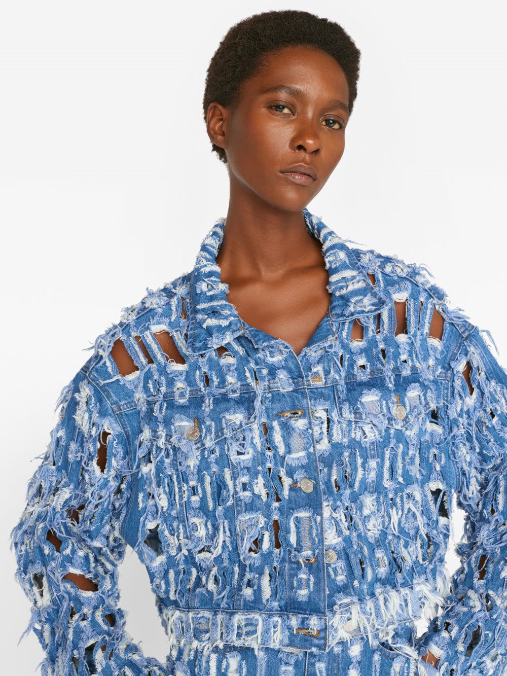 Cropped Oversized Jacket -- Blueprint Frays sold by Frame Denim product image thumbnail 5