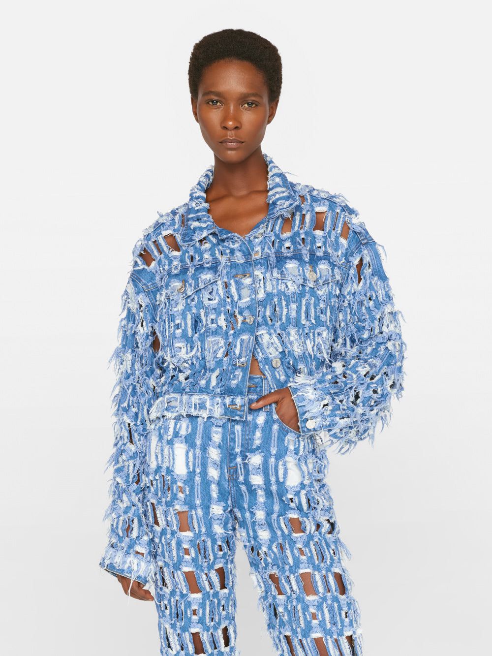 Cropped Oversized Jacket -- Blueprint Frays sold by Frame Denim product image thumbnail 9